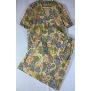 Alfred Dunner Women's Button Up Shirt & Skirt Short Sleeve Multicolor Size 16